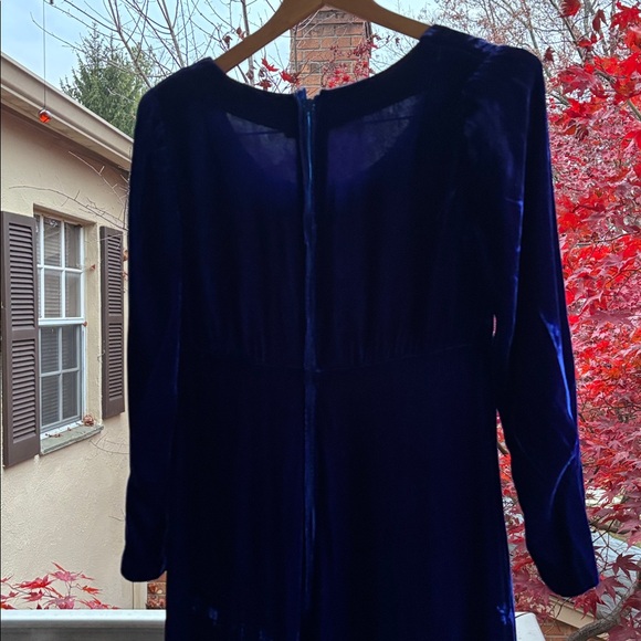 Vintage 70’s Milkmaid Velvet Goth Blue Peasant Gunne Sax 80’s Maxi Dress Gown M - Picture 6 of 17